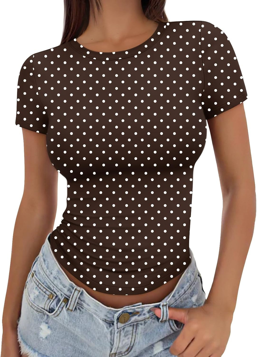 Trendy Queen Womens Fitted Short Sleeve Shirt Buttery Soft Top Stretchy Tee