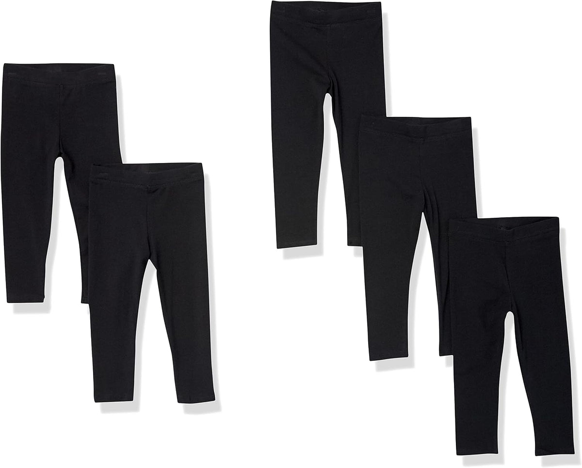 Amazon Essentials Girls' Cotton Stretch Leggings, Multipacks