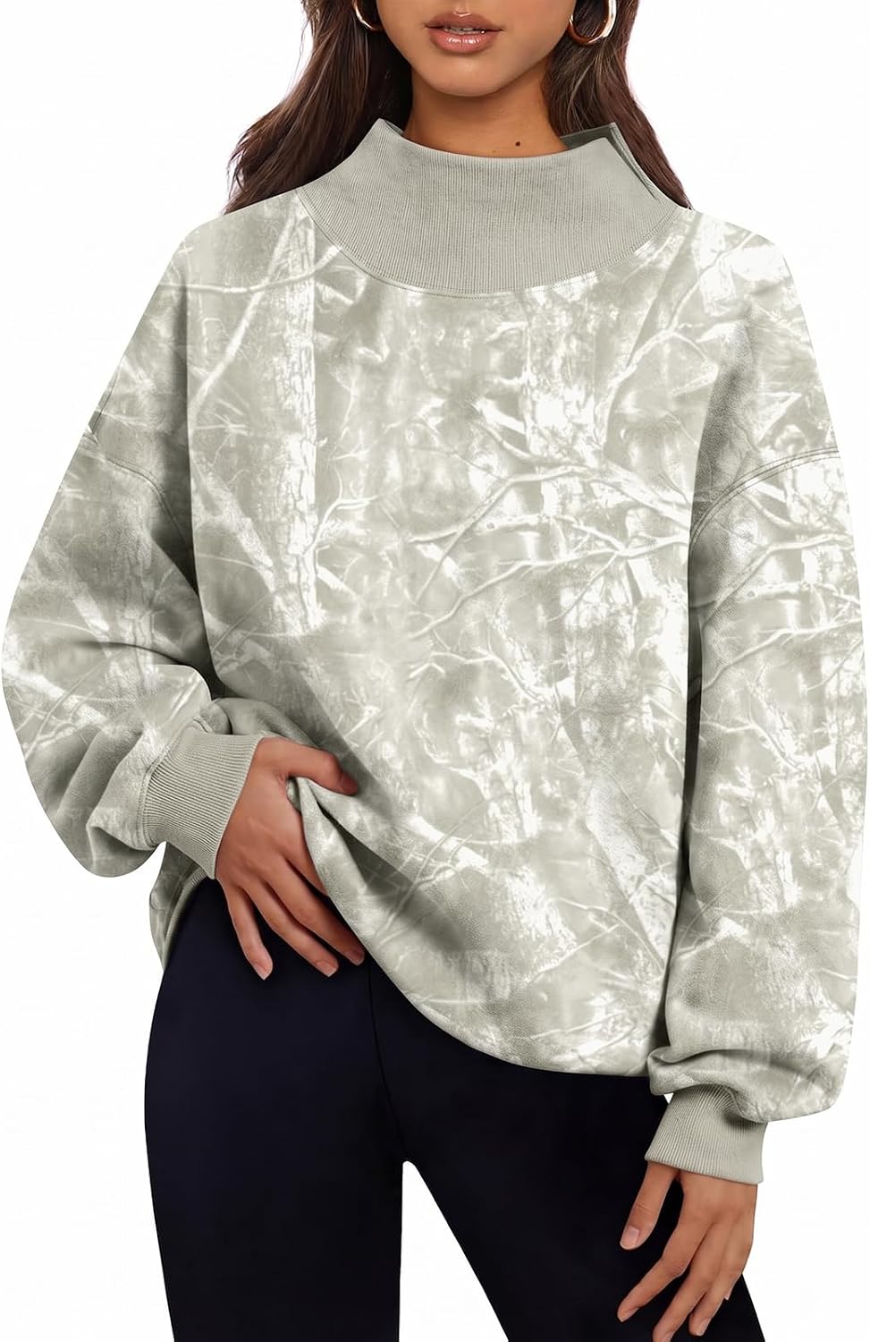 Trendy Queen Womens Mock Neck Sweatshirts Oversized Pullover Fall Outfits