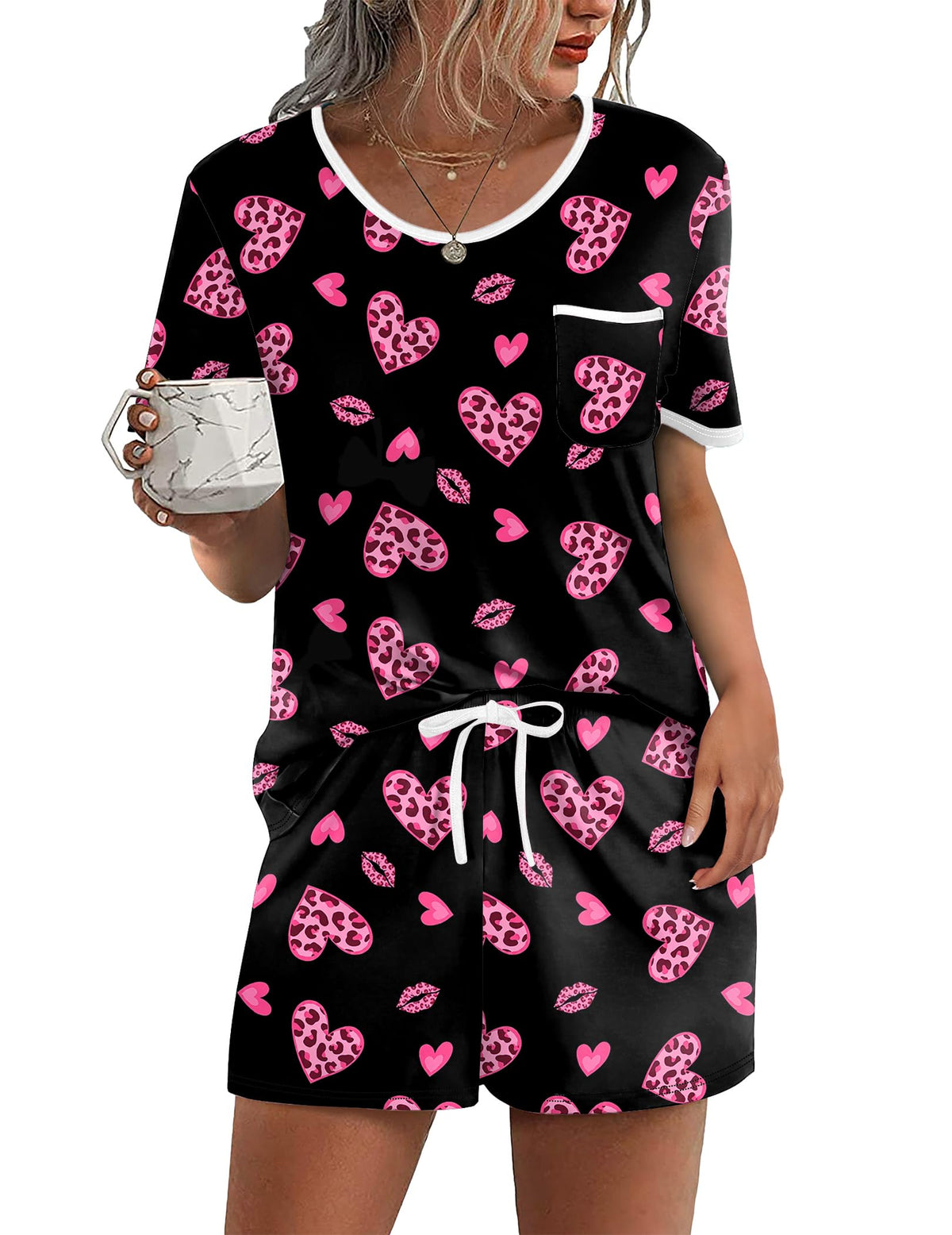 Ekouaer Pajamas for Womens Set 2 Piece Soft Sleepwear, Chest Pocket