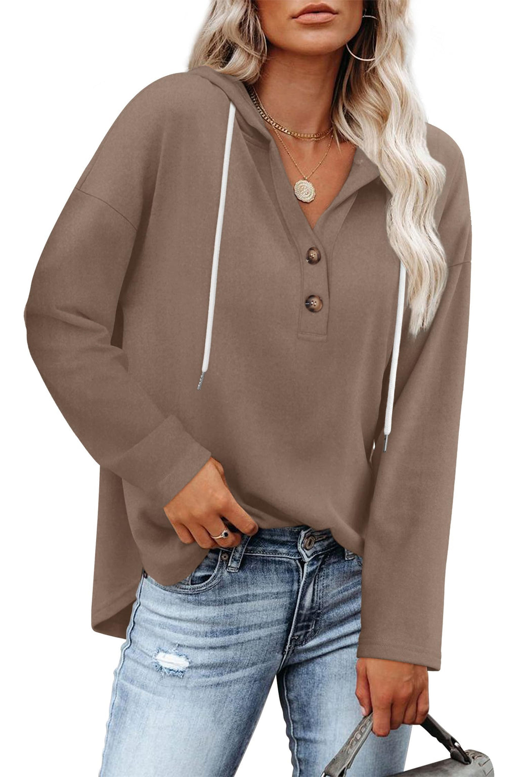 RUMIA Womens Tops V Neck Sweatshirt for Women Pullover Fall Outfits Loose