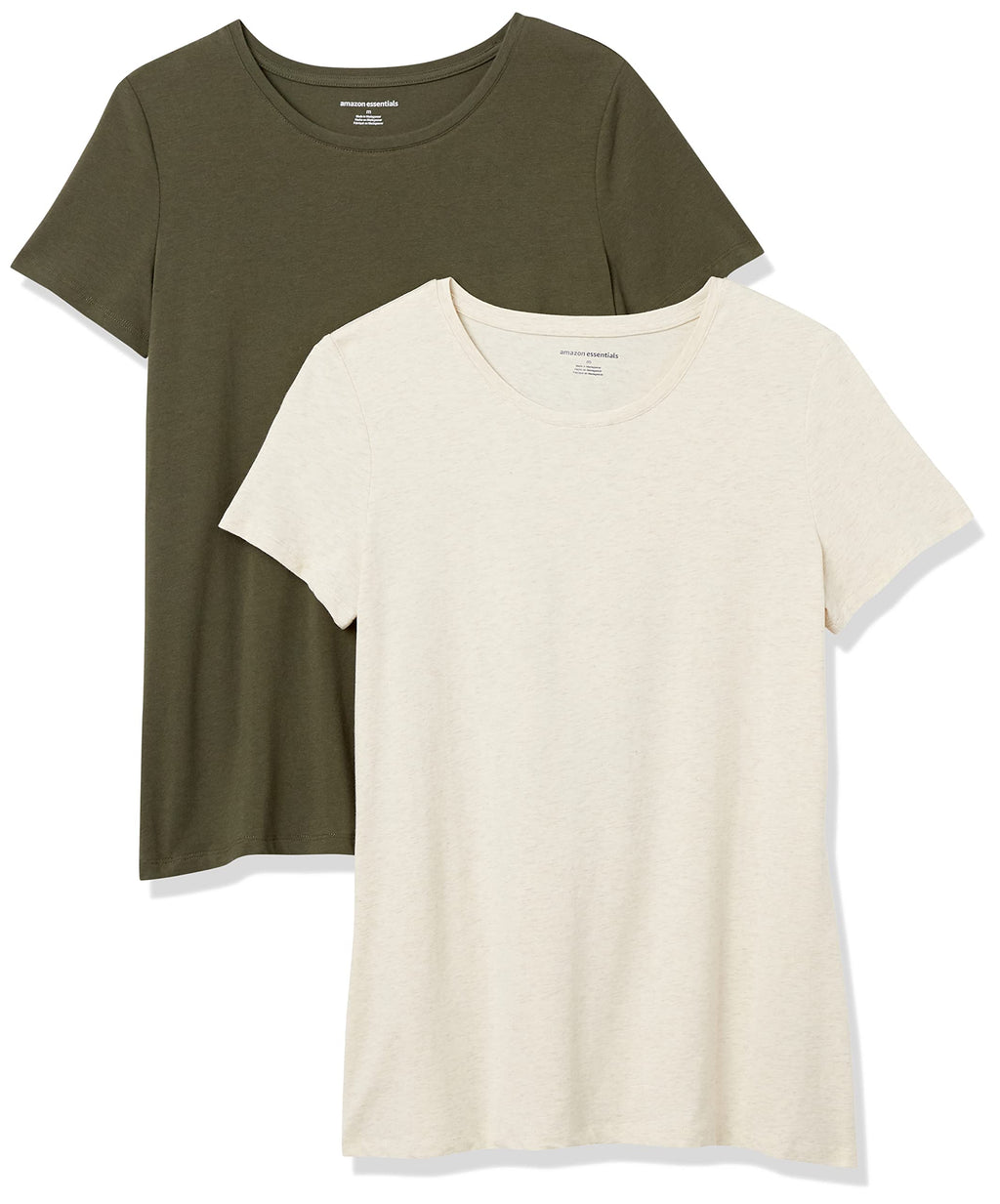 Amazon Essentials Women's Regular-Fit Short-Sleeve Crewneck T-Shirt, Cotton Modal Blend, Pack of 2