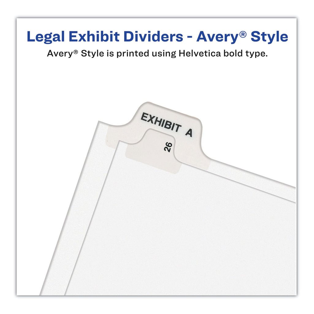 Avery Preprinted Legal Exhibit Side Tab Index Dividers, Avery Style, 26-Tab, W, 11 x 8.5, White, 25/Pack, (1423)