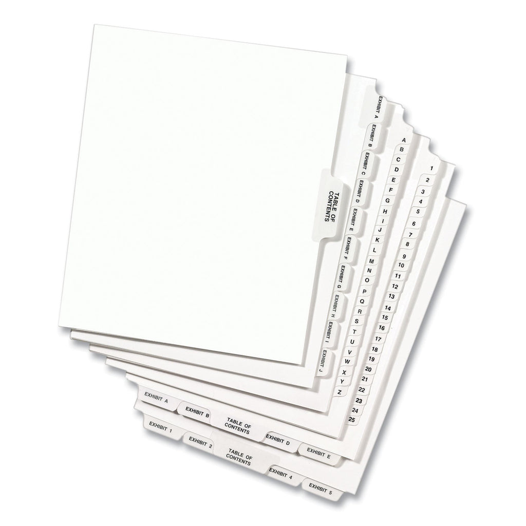 Avery Preprinted Legal Exhibit Side Tab Index Dividers, Avery Style, 10-Tab, 83, 11 x 8.5, White, 25/Pack, (1083)