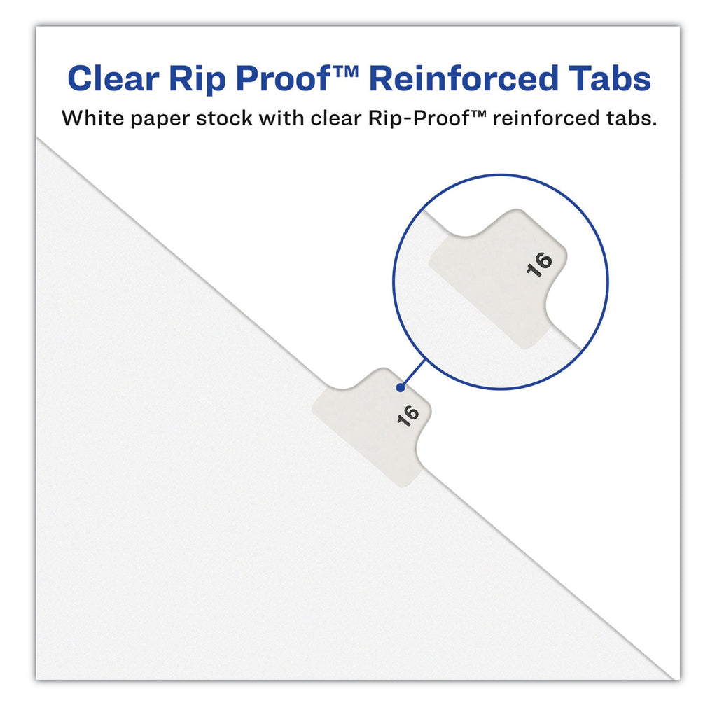Avery Preprinted Legal Exhibit Side Tab Index Dividers, Avery Style, 26-Tab, W, 11 x 8.5, White, 25/Pack, (1423)