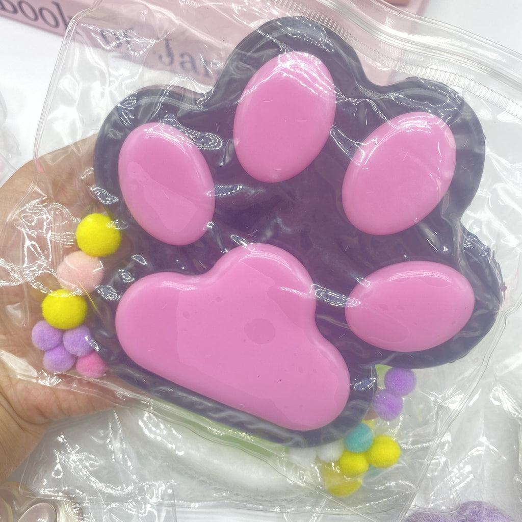 Oversized Flocking Cat’s Paw Squishy Decompression Toy – 14cm
