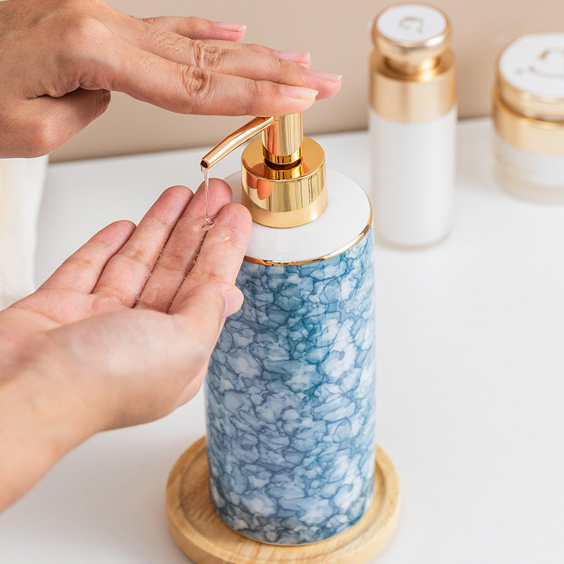 Ceramic Lotion & Soap Dispenser Bottle 390ml | Gemstone Patterns