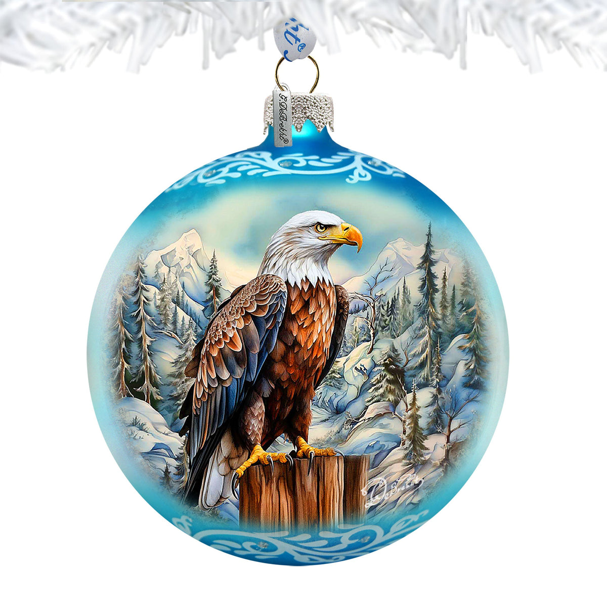 Alaska Bald Eagle Glass Ornament – Handcrafted Mercury Glass Ornament - Wildlife Holiday Decor by G. DeBrekht - 73402