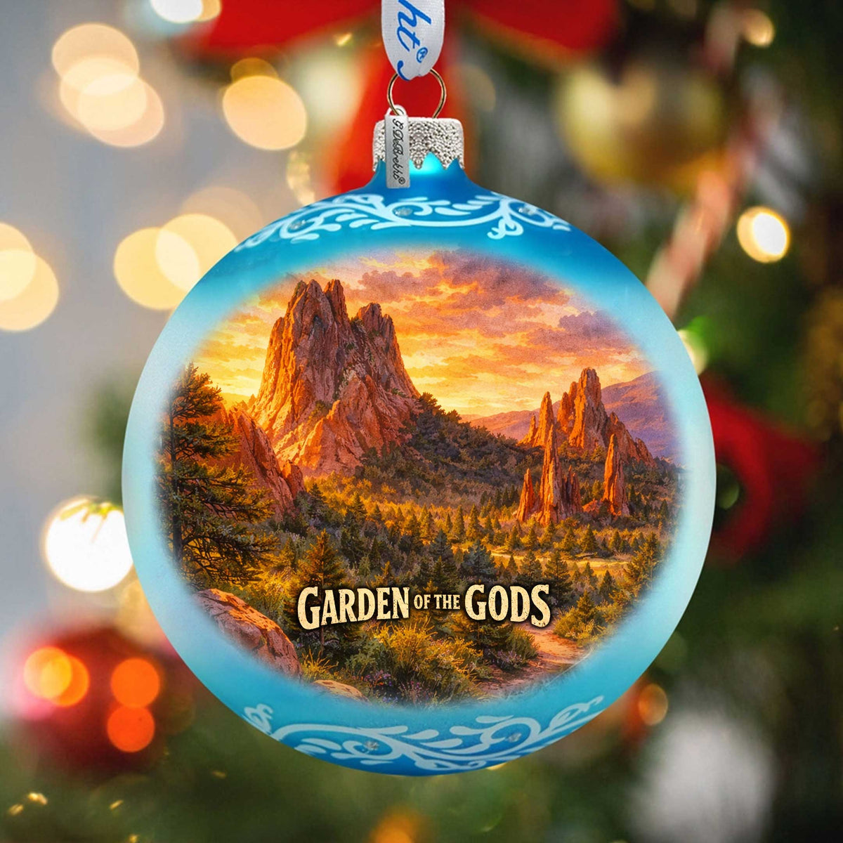 Garden of the Gods Colorado Glass Christmas Ornament – Holiday Splendor Scenic Ornament by G. DeBrekht – 73461
