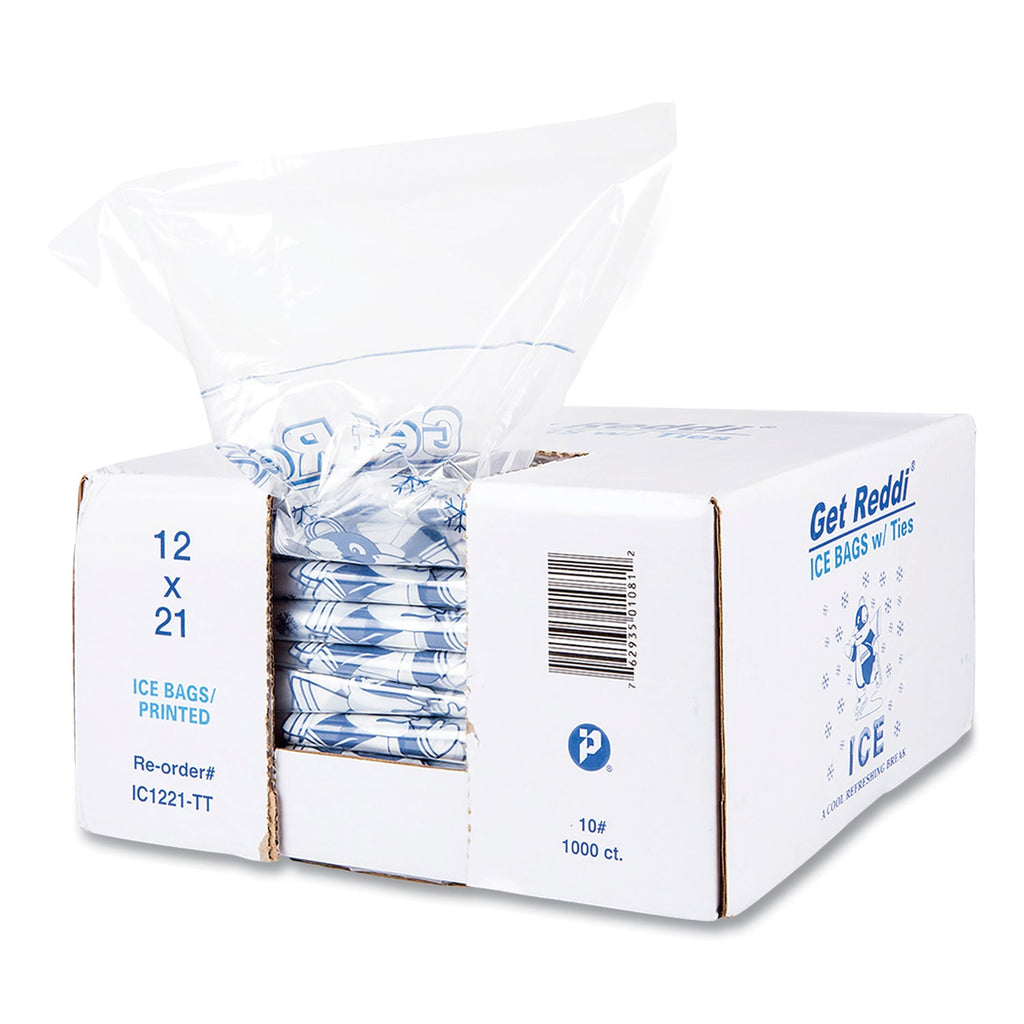 Inteplast Group Ice Bags, 1.5 mil, 12" x 21", Clear, 1,000/Carton