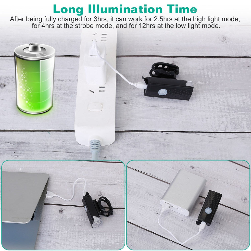 Bicycle Light Sets USB Rechargeable Bike Headlight Waterproof LED Bicycle Front Light Taillight 2 Kit