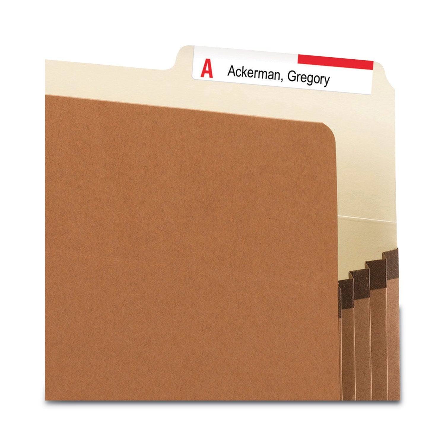 Smead Redrope Drop Front File Pockets with 2/5-Cut Guide Height Tabs, 3.5" Expansion, Legal Size, Redrope, 25/Box