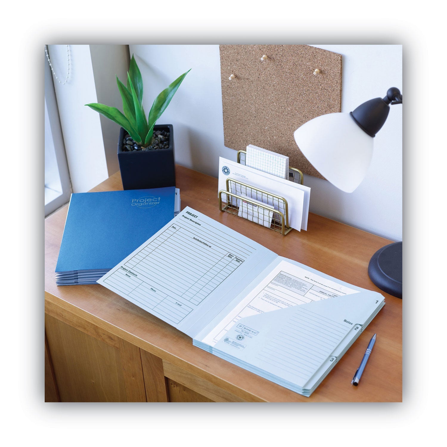 Smead 10-Pocket Project Organizer with Indexed Tabs (1-10), 10 Sections, Unpunched, 1/3-Cut Tabs, Letter Size, Lake Blue/Navy Blue
