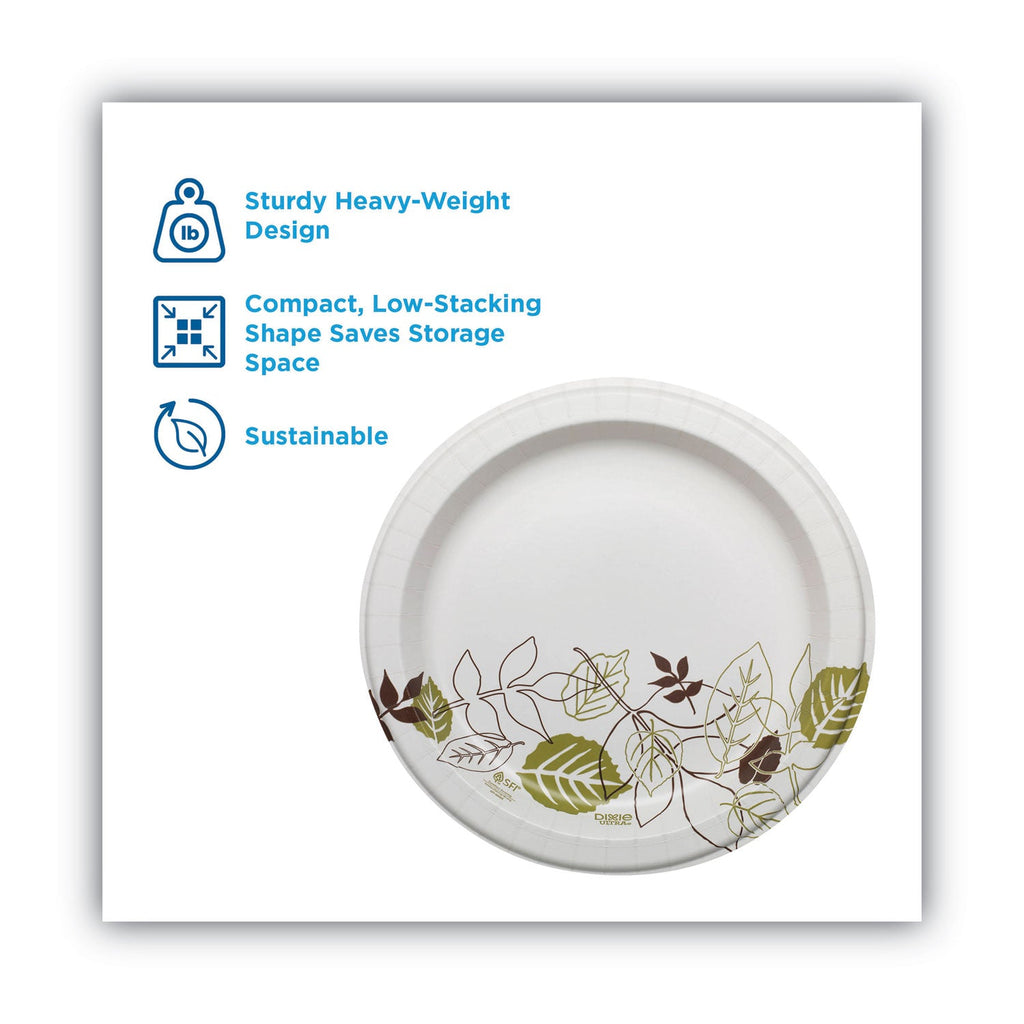 Dixie Pathways Soak Proof Shield Heavyweight Paper Plates, 10.13" dia, Green/Burgundy, 125/Pack