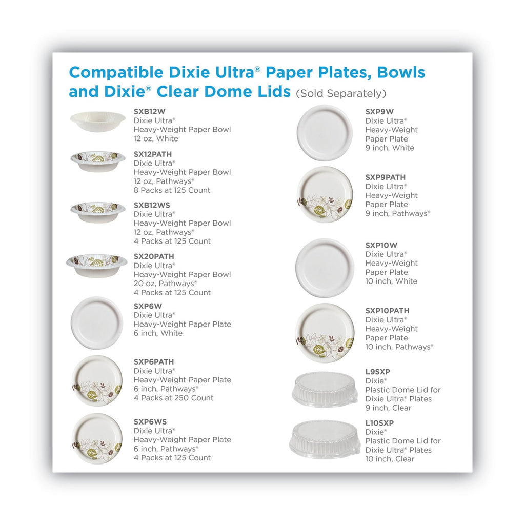 Dixie Pathways Soak Proof Shield Heavyweight Paper Plates, 10.13" dia, Green/Burgundy, 125/Pack