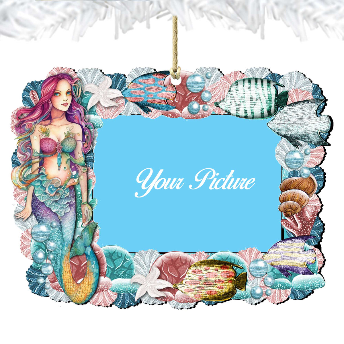 Mermaid Ornament Picture Frame Ornament for Photo by G. Debrekht - 8198514-4PF
