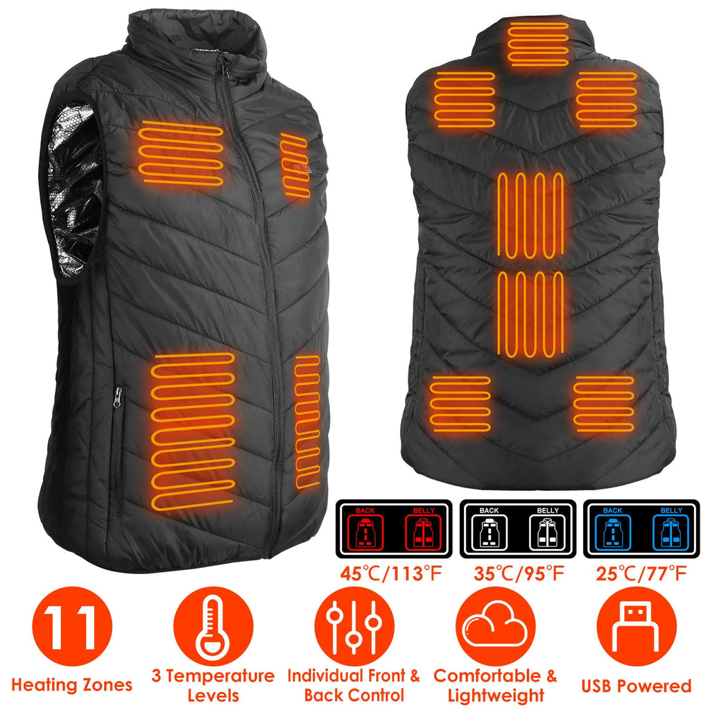 Heated Vest Electric USB Jacket Men Women Heating Coat Thermal Body Warmer Wear with 3 Temperature Levels