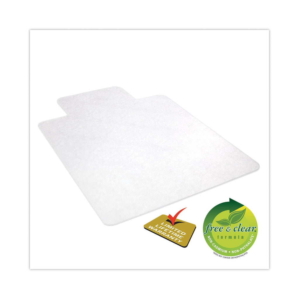 deflecto EconoMat All Day Use Chair Mat for Hard Floors, Lip, 46 x 60, Low Pile, Clear