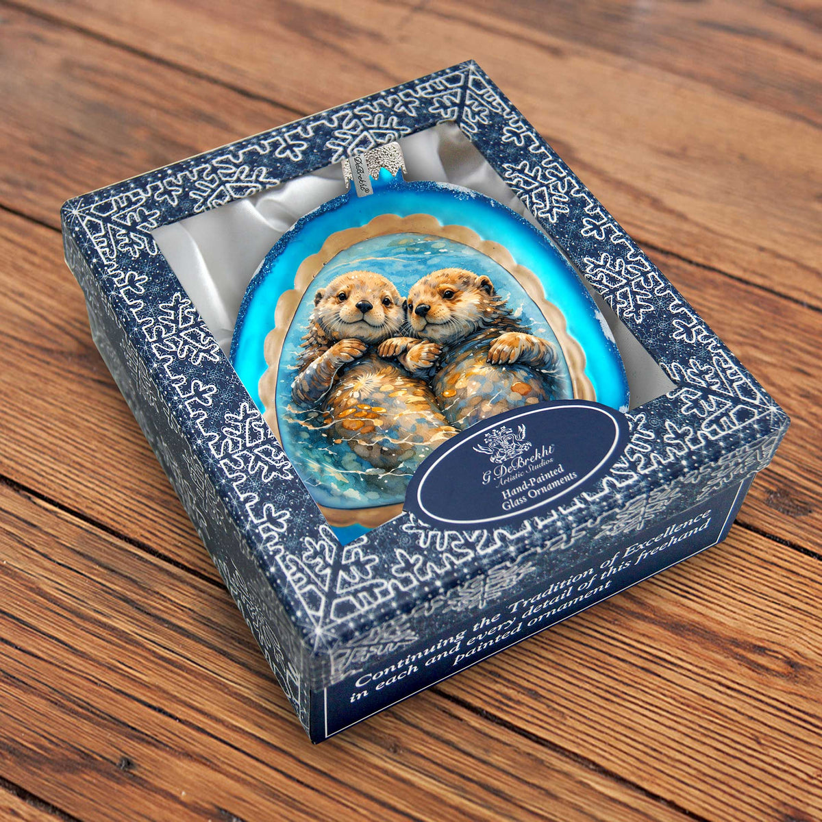 Sea Otters Holiday Splendor Glass Ornament by G. DeBrekht - 756-103