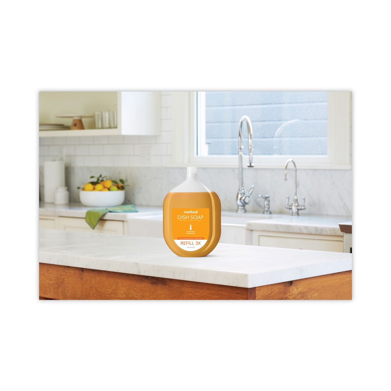 Method Dish Soap Refill Tub, Clementine Scent, 54 oz Tub, 4/Carton