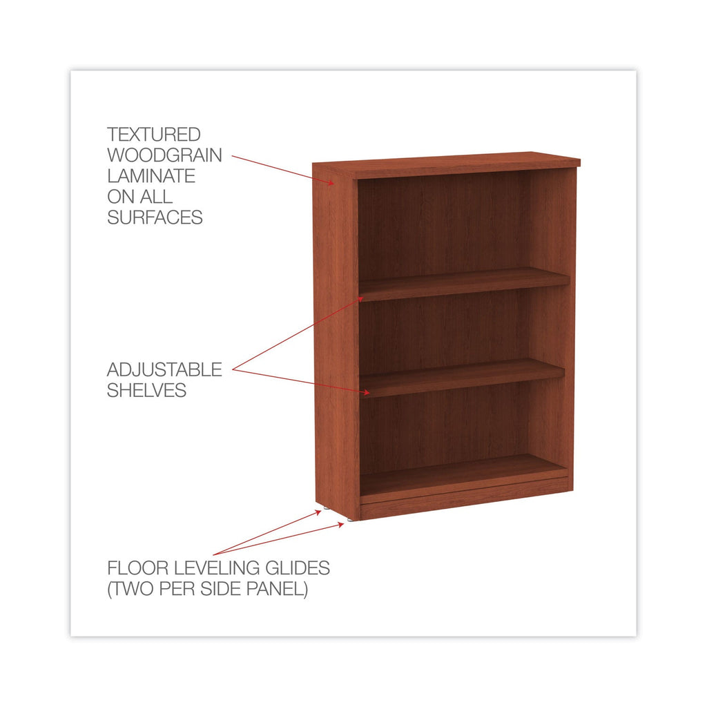 Alera Valencia Series Bookcase, Three-Shelf, 31.75w x 14d x 39.38h, Med Cherry