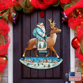 Reindeer Ride Santa Christmas Door Decor by G. DeBrekht - Christmas Santa Snowman Decor - 8151123H
