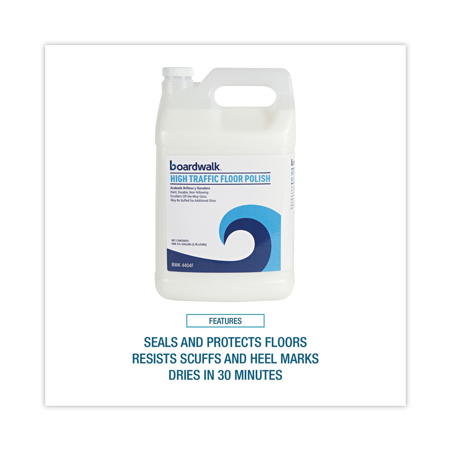 Boardwalk High Traffic Floor Polish, 1 gal Bottle, 4/Carton