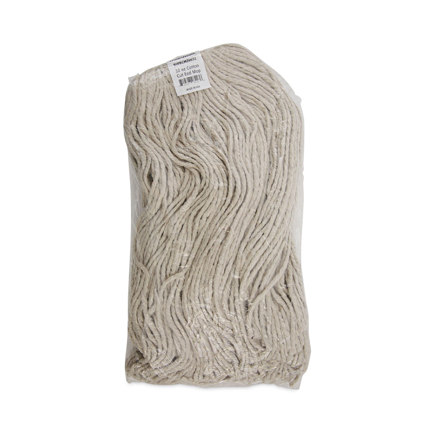 Boardwalk Mop Head, Cotton, Cut-End, White, 4-Ply, 32oz, 12/Carton