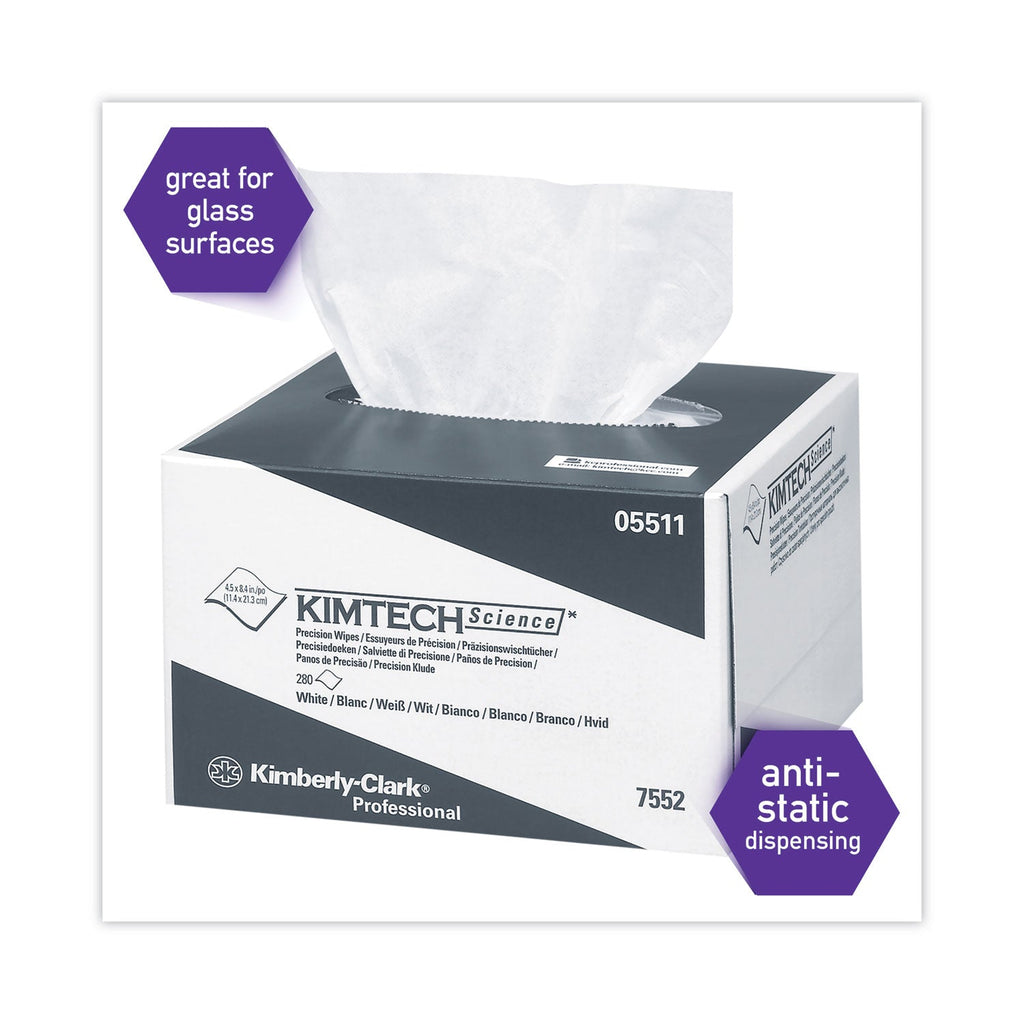 Kimtech Precision Wipers, POP-UP Box, 1-Ply, 4.4 x 8.4, White, 280/Box, 60 Boxes/Carton