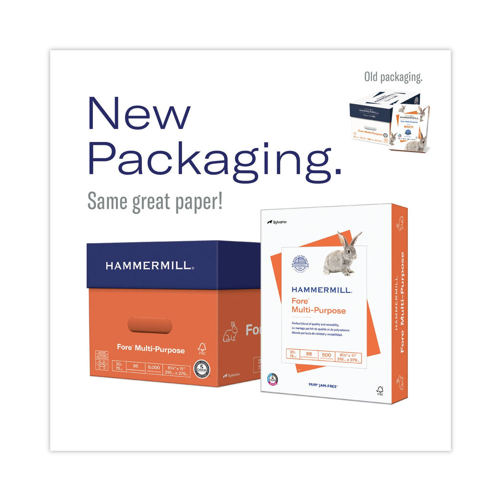 Hammermill Fore Multipurpose Print Paper, 96 Bright, 20 lb Bond Weight, 8.5 x 11, White, 500 Sheets/Ream