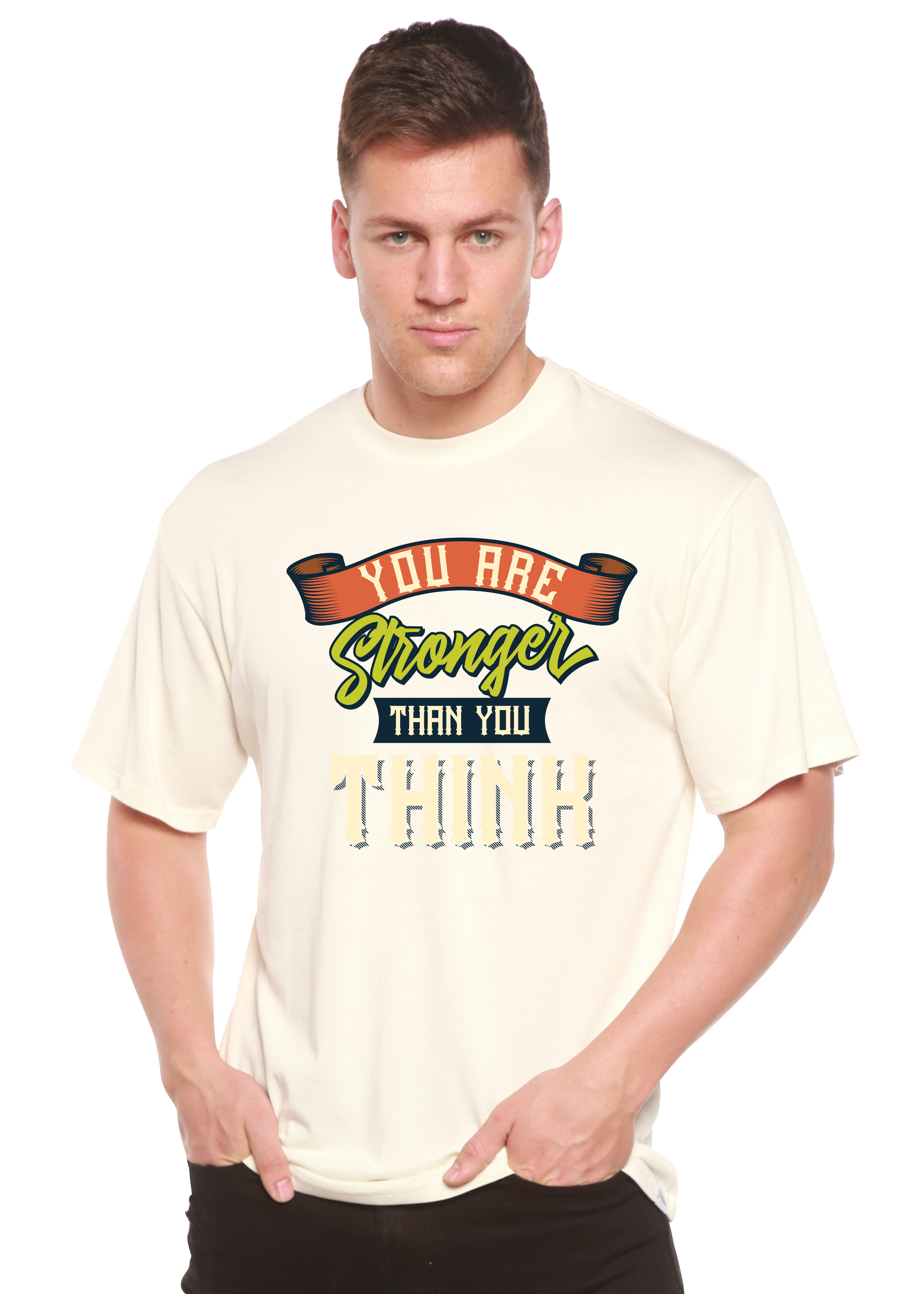 You Are Stronger Than You Think Men's Bamboo Viscose/Organic Cotton Short Sleeve Graphic T-Shirt
