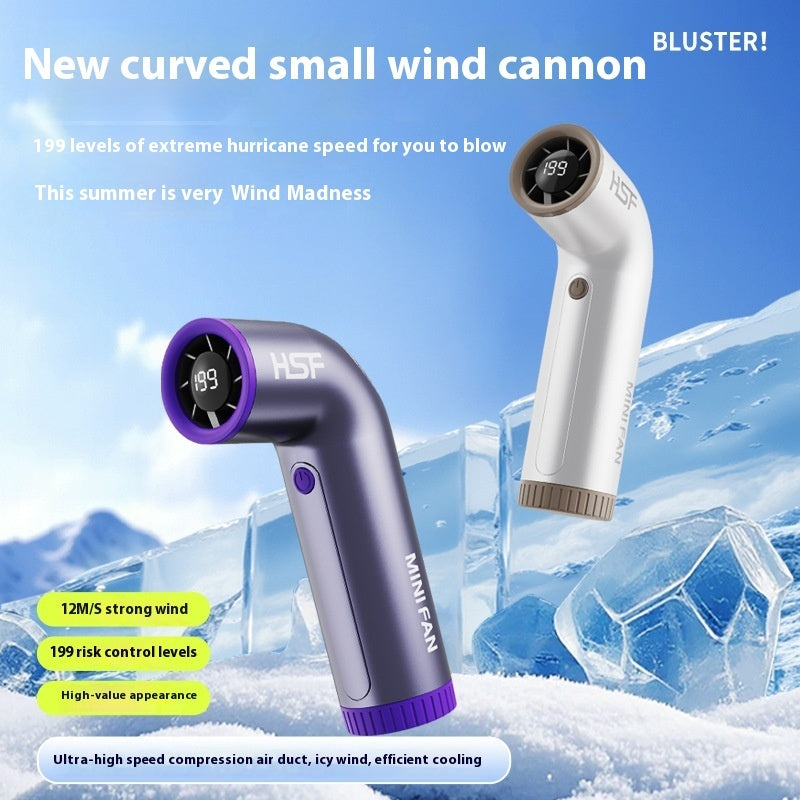 Portable Turbo Handheld Fan — 199-Speed, USB Rechargeable, 3 Colors