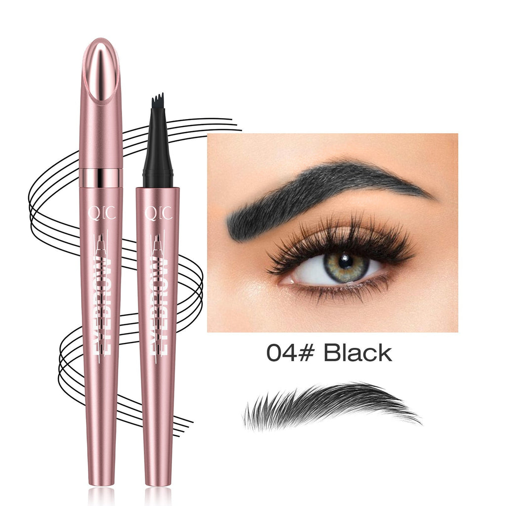 Waterproof 4-Fork Liquid Eyebrow Pencil — No Smudge, 6 Shades + Sets