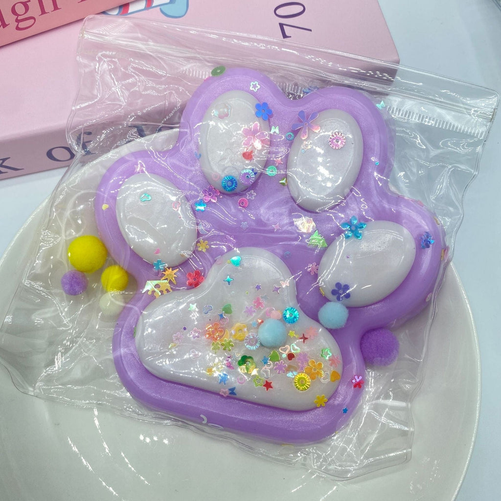 Oversized Flocking Cat’s Paw Squishy Decompression Toy – 14cm