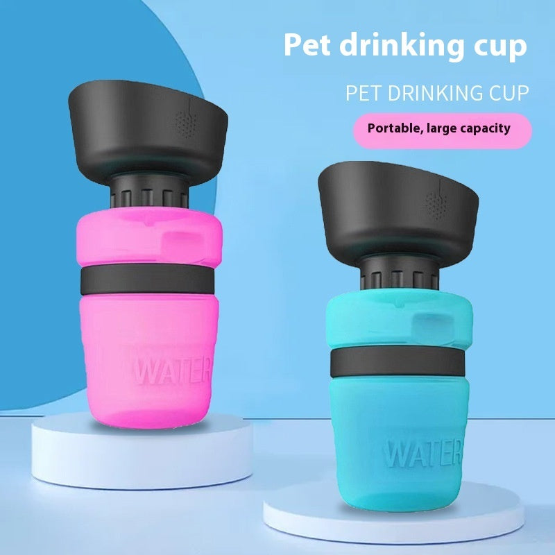 Portable Dog Water Bottle & Bowl 2-in-1 – 520ml Leak-Proof Travel Dispenser