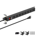 CRST 8-Outlet Mountable Metal Power Strip | 4-Way Bracket Mount, 2100J