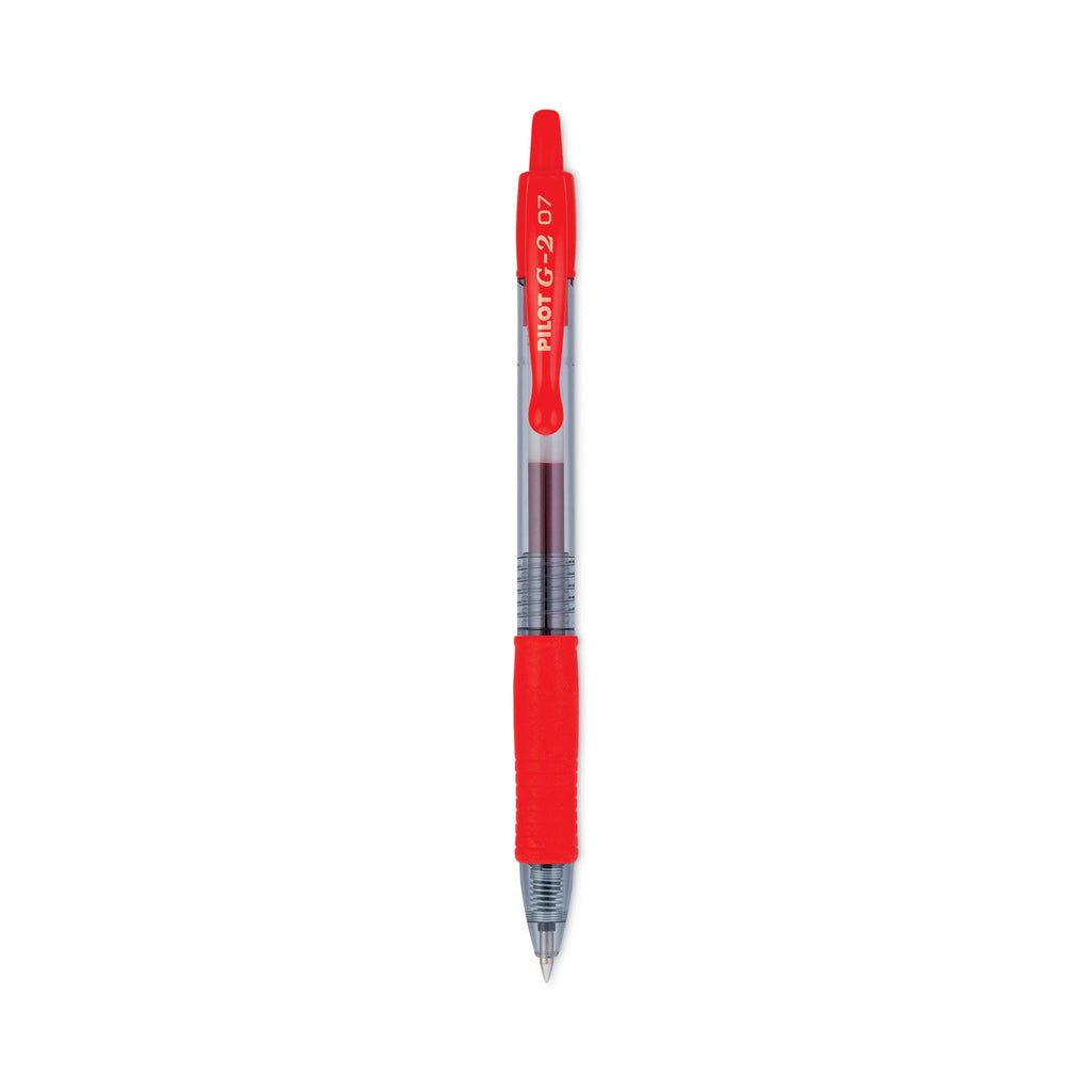 Pilot G2 Premium Gel Pen, Retractable, Fine 0.7 mm, Red Ink, Smoke Barrel, Dozen