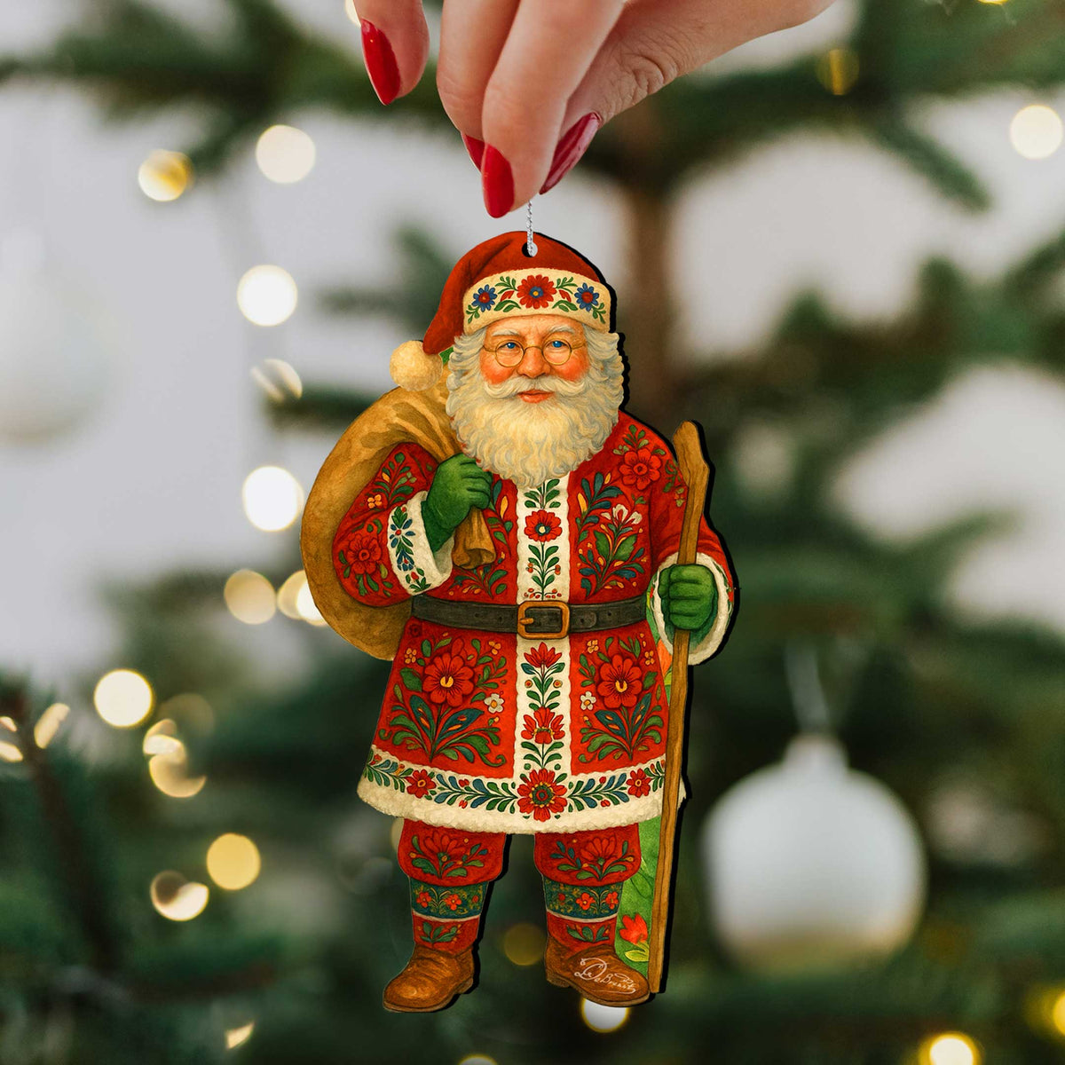 Santas Around the World - Polish Santa Ornaments - Handcrafted Eco Wood Christmas Ornaments Set of 3 by G. DeBrekht - 8091309-S3