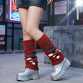 '80s Retro Red Varsity Short Leg Warmers | Stars and Polka Dots Print