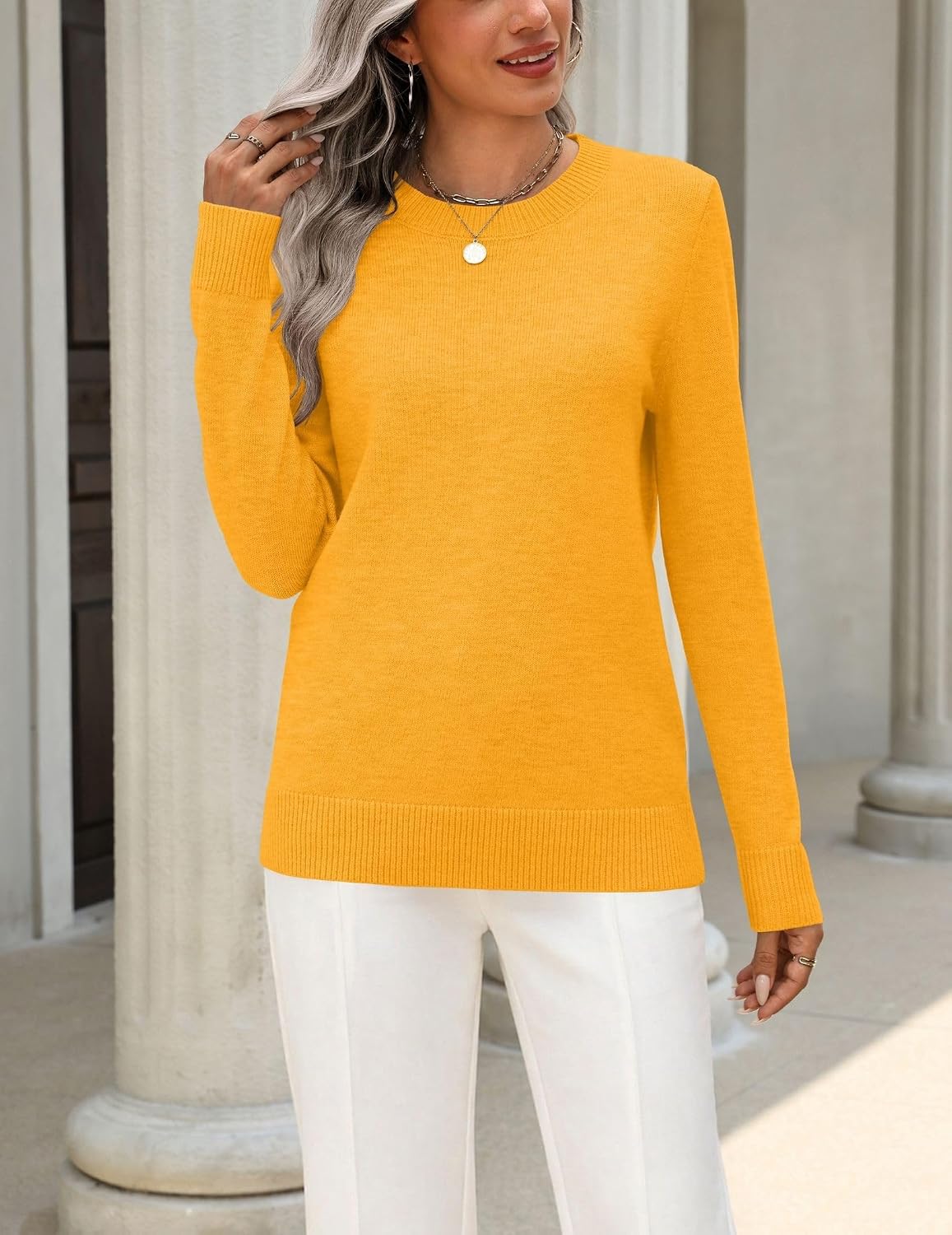 Zeagoo Womens Wool Blend Sweater Crewneck Long Sleeve Tops Fashion Clothing