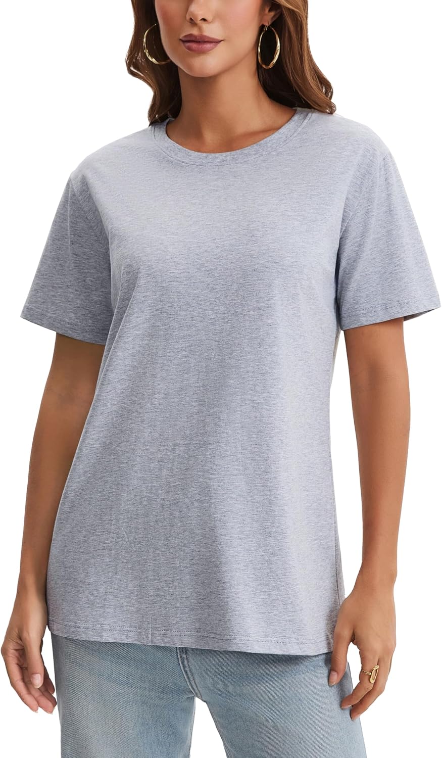 BJY Cotton Basic T Shirts for Women,Crew Neck Short Sleeve Summer Shirts(2XS-3XL, 20+ Color)