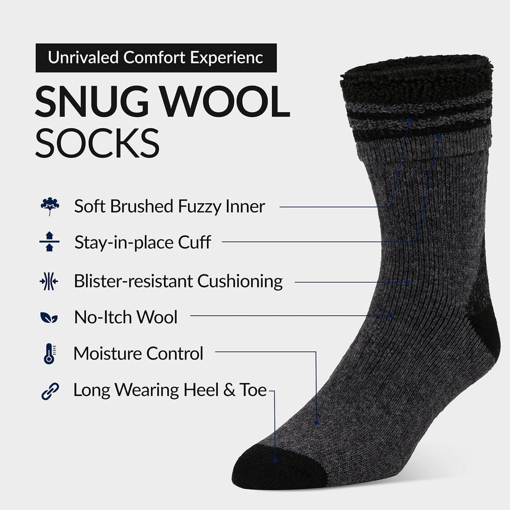 Alvada Mens Merino Wool Crew Socks Thermal and Warm Socks for Winter Work Hiking Running 3 Pairs