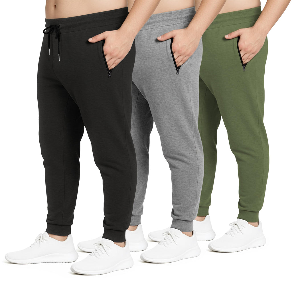 PURE CHAMP Sweatpants for Men 3 Pack Fleece Athletic Workout Joggers Mens Sweatpants with Zipper Pockets Size S-3XL