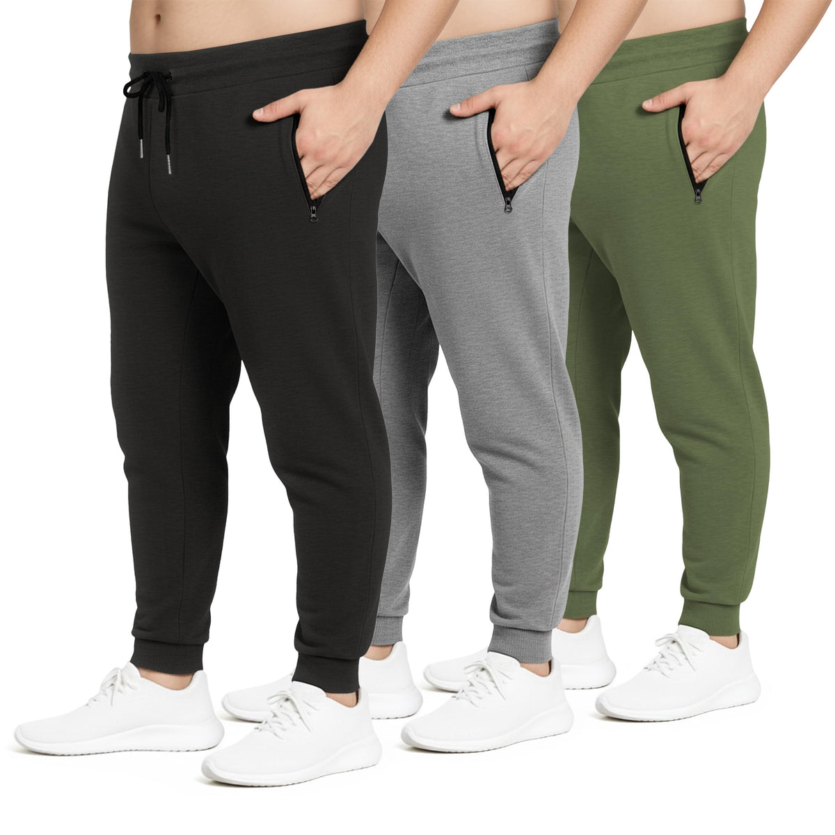 PURE CHAMP Sweatpants for Men 3 Pack Fleece Athletic Workout Joggers Mens Sweatpants with Zipper Pockets Size S-3XL