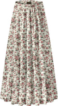 NASHALYLY Women's Chiffon Elastic High Waist Pleated A-Line Maxi Skirts