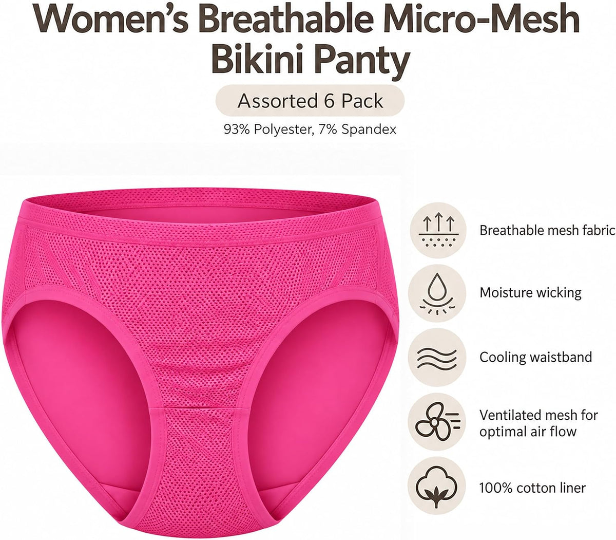 Fruit of the Loom womens Breathable Underwear, Moisture Wicking Keeps You Cool & Comfortable, Available in Plus Size