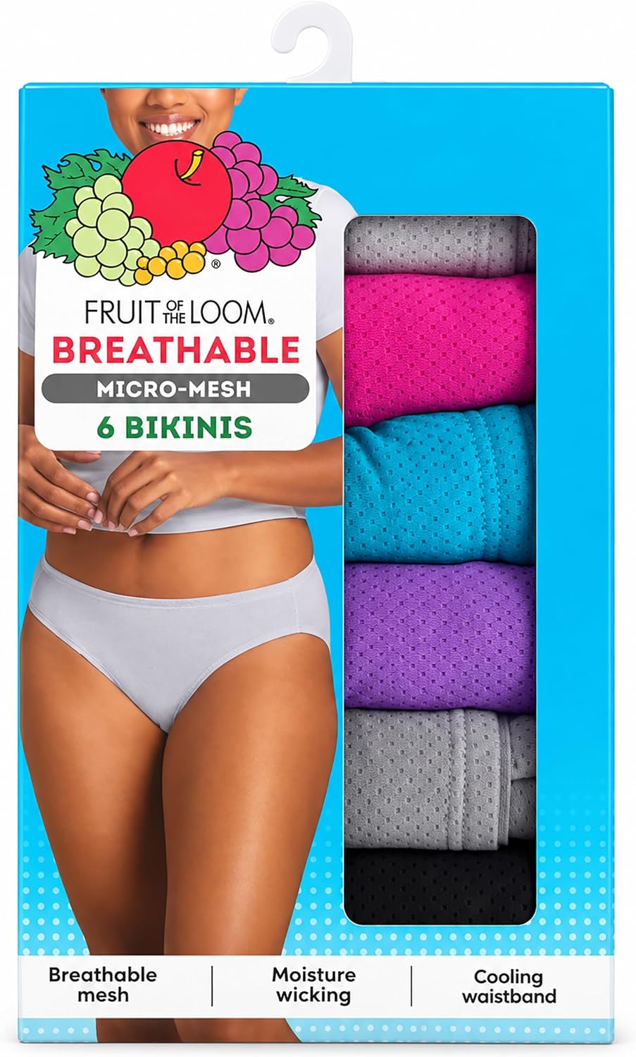 Fruit of the Loom womens Breathable Underwear, Moisture Wicking Keeps You Cool & Comfortable, Available in Plus Size