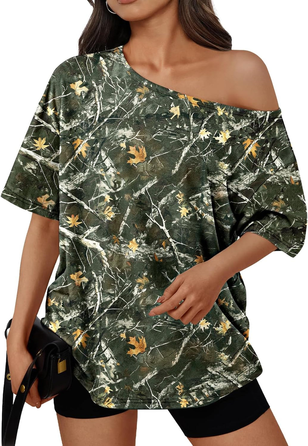 Trendy Queen Womens Off the Shoulder Tops Oversized Summer T-Shirts 2026