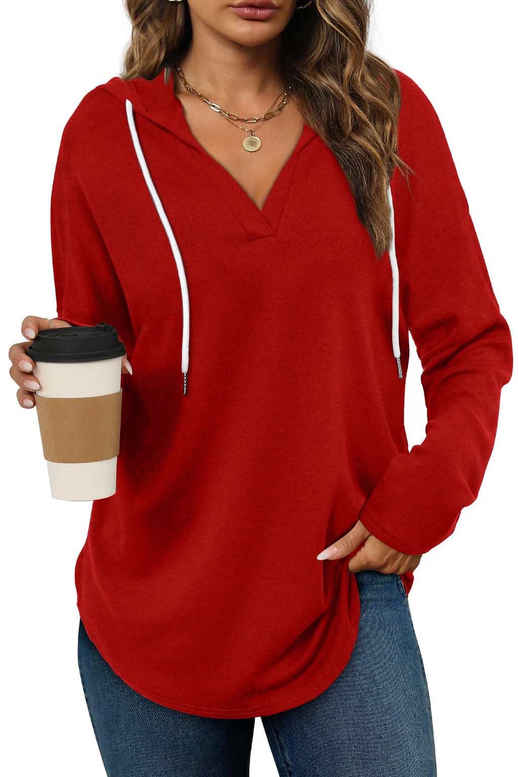 Bofell Womens Fashion Tops Hoodies for Women Pullover Oversized Sweatshirts Long SLeeve Shirts Loose Fit