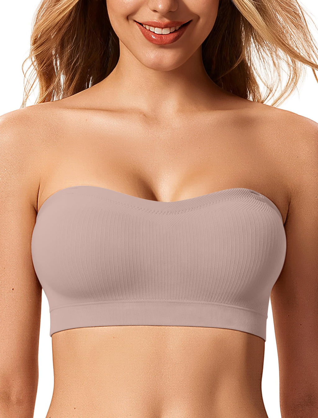 LetsJoli Strapless Bras for Women Push Up Bandeau Wireless Tube Padded Bra